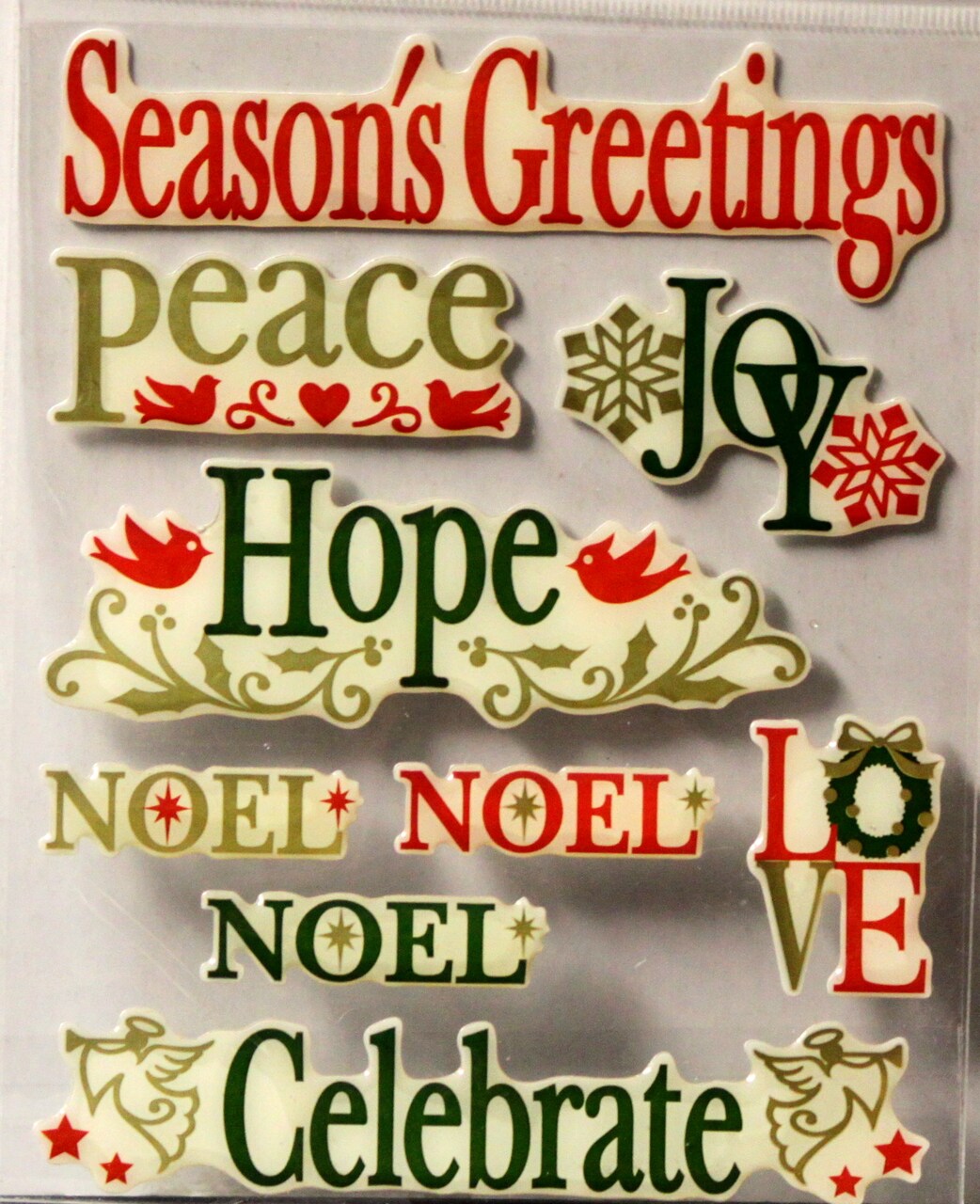 Designer Christmas Season's Greetings Epoxy Dimensional Stickers